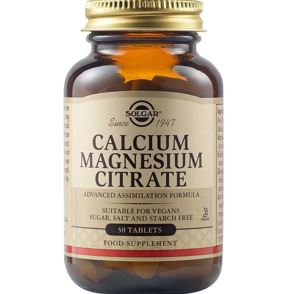 Solgar Solgar Calcium Magnesium Citrate Συμπλήρωμα Διατροφής Ασβέστιού & Μαγνησίου Υψηλής Απορροφησιμότητας Ήπιο στο στομάχι για την Καλή Υγεία του Νευρικού & Μυϊκού Συστήματος 50tabs