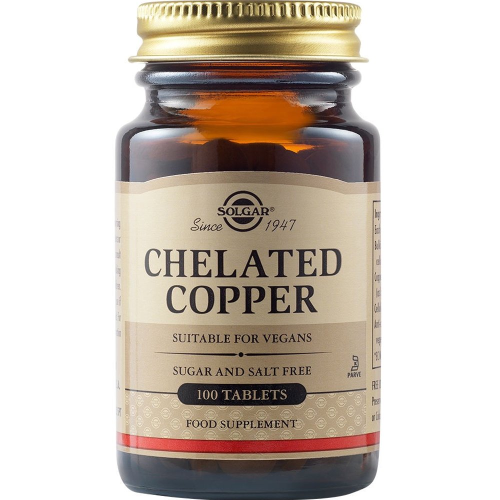 Solgar Solgar Chelated Copper 2,5mg Συμπλήρωμα Διατροφής Χαλκού για Σωστό Μεταβολισμού, Υγιές Ανοσοποιητικό Μαλλιά & Δέρμα 100tabs