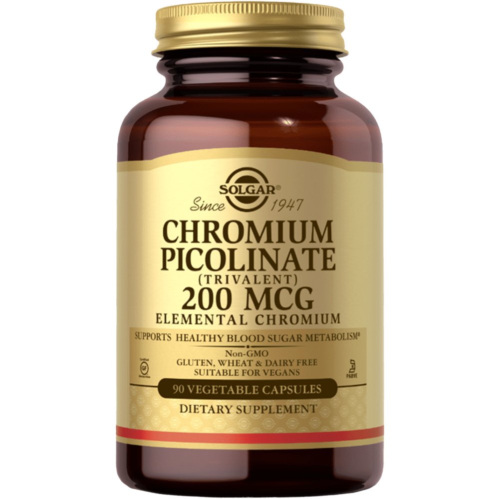 Solgar Chromium Picolinate Συμπλήρωμα Διατροφής Χρήσιμο για τον Έλεγχο του Σακχάρου στο Αίμα 200μg – 90veg.caps