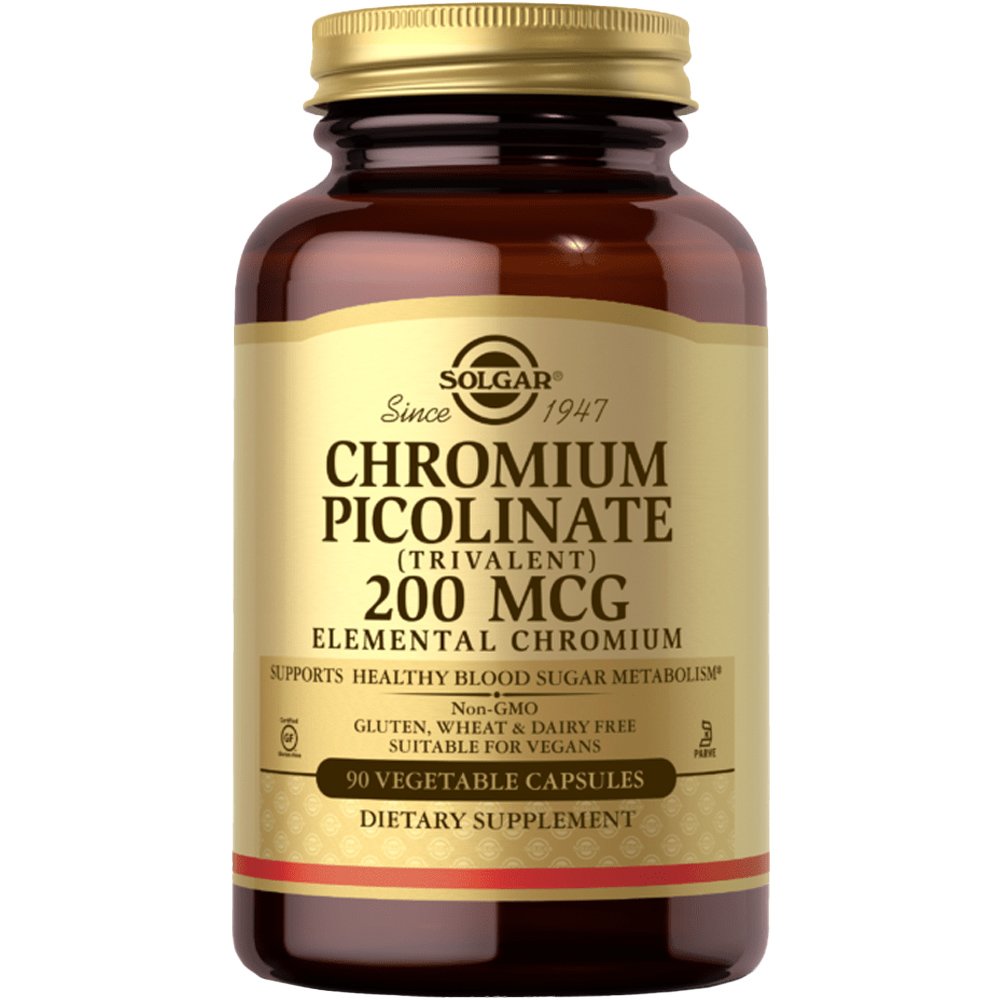 Solgar Chromium Picolinate 200μg Συμπλήρωμα Διατροφής Χρωμίου που Συμβάλει στον Έλεγχο του Επιπέδου Γλυκόζης στο Αίμα 90veg.caps