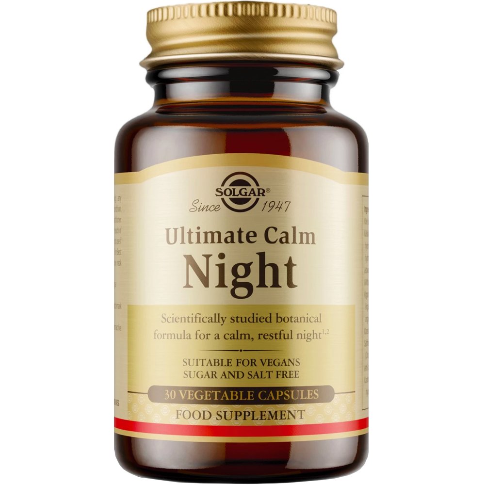 Solgar Solgar Ultimate Calm Night Συμπλήρωμα Διατροφής με Βαλεριάνα, Πασιφλόρα & Λυκίσκο για Χαλάρωση & Καλύτερο Ύπνο 30veg.caps