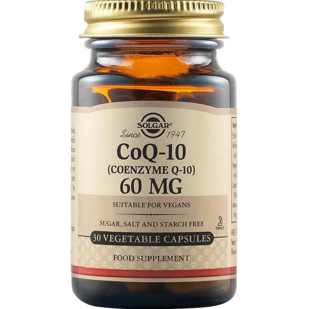 Solgar Coenzyme Q10 60mg Συμπλήρωμα Διατροφής με Συνένζυμο Q10 για την Ενίσχυση Παραγωγής Ενέργειας σε Κυτταρικό Επίπεδο με Αντιοξειδωτικές Ιδιότητες 30veg.caps