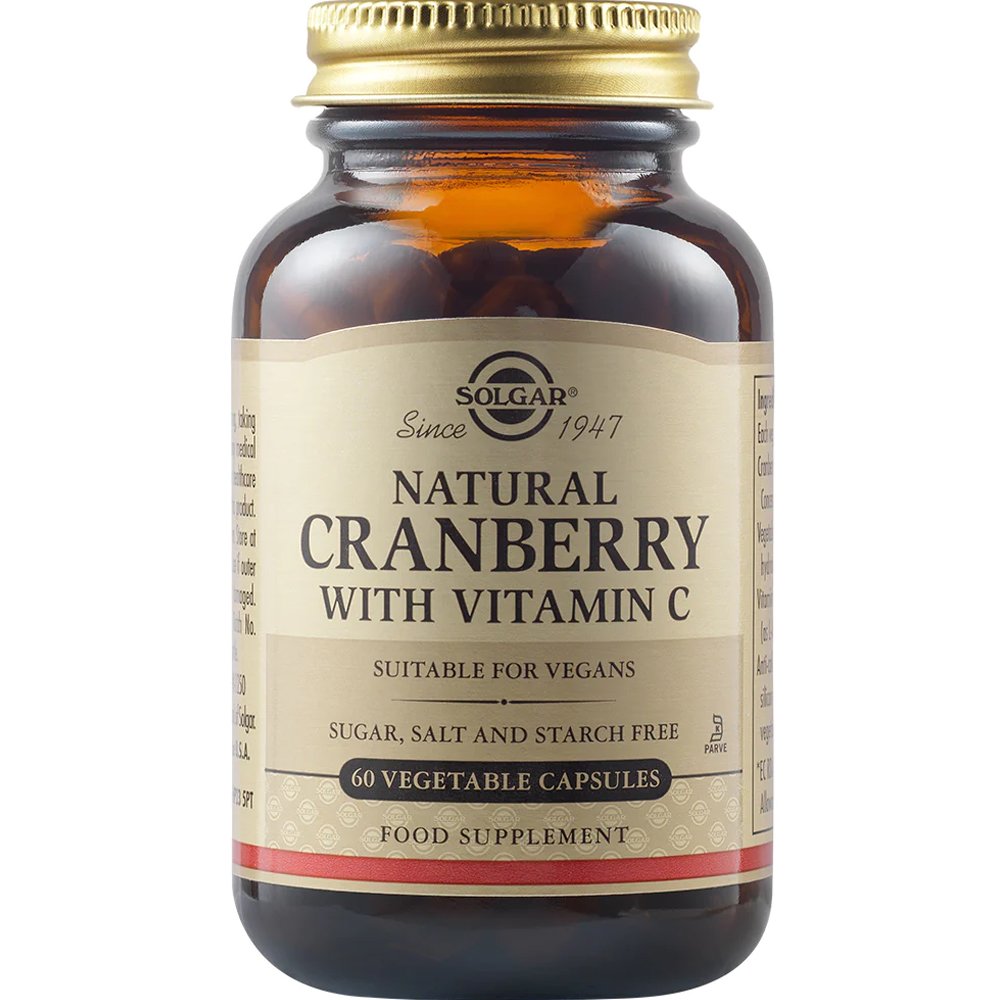 Solgar Solgar Cranberry Extract With Vitamin C Συμπλήρωμα Διατροφής Εκχυλίσματος Κράνμπερι & Βιταμίνης C για Πρόληψη & Αντιμετώπιση  Λοιμώξεων του Ουροποιητικού Συστήματος 60veg.caps