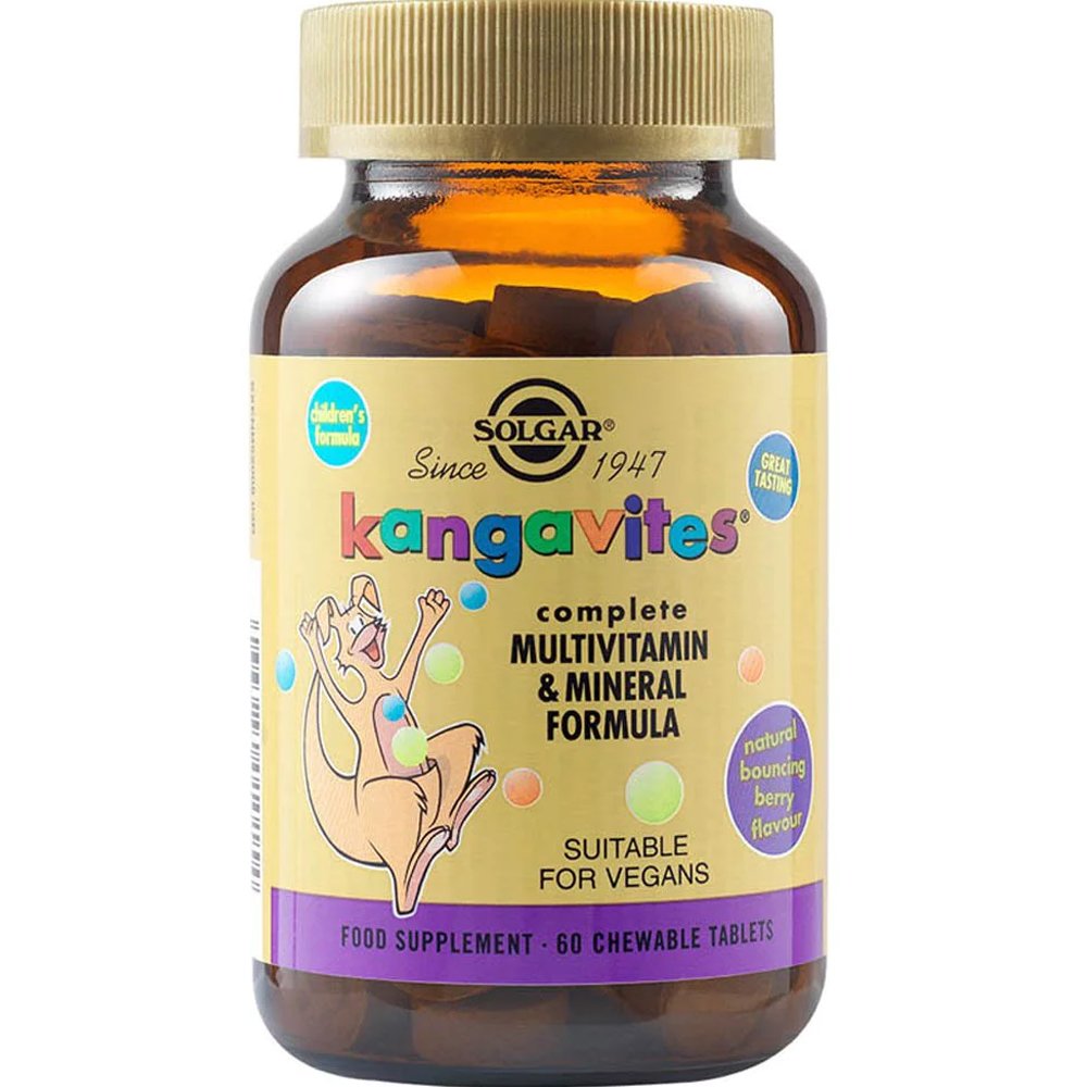Solgar Kangavites Complete Multivitamin & Mineral Formula for Kids Συμπλήρωμα Διατροφής Πολυβιταμίνων, Μετάλλων & Ιχνοστοιχείων για Παιδιά από 3 Ετών για Σωστή Ανάπτυξη, Ενίσχυση Ανοσοποιητικού & Ενέργεια 60chew.tabs - Berry Flavour