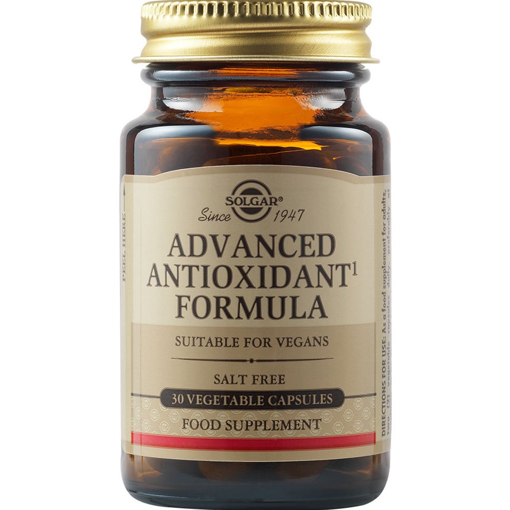 Solgar Advanced Antioxidant Formula Συμπλήρωμα Διατροφής με Βιταμίνες Μέταλλα & Βότανα Γνωστά για την Αντιοξειδωτική τους Δράση Κατά της Φθοράς των Κυττάρων 30veg.caps