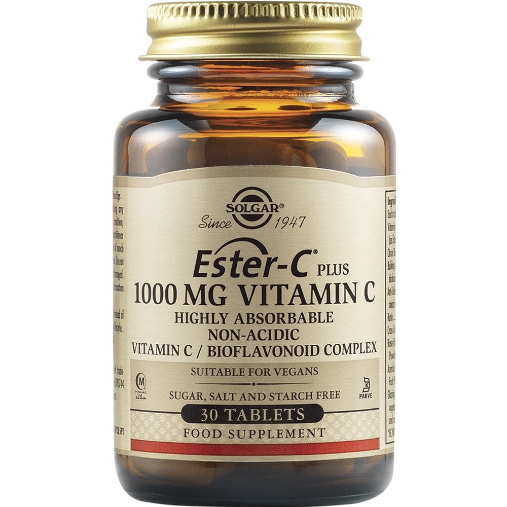 Solgar Ester-C 1000mg Συμπλήρωμα Διατροφής με Βιταμίνη C & Βιοφλαβονοειδή Υψηλής Απορροφησιμότητας Ήπια στο Στομάχι για Ενίσχυση του Ανοσοποιητικού 30tabs 48576