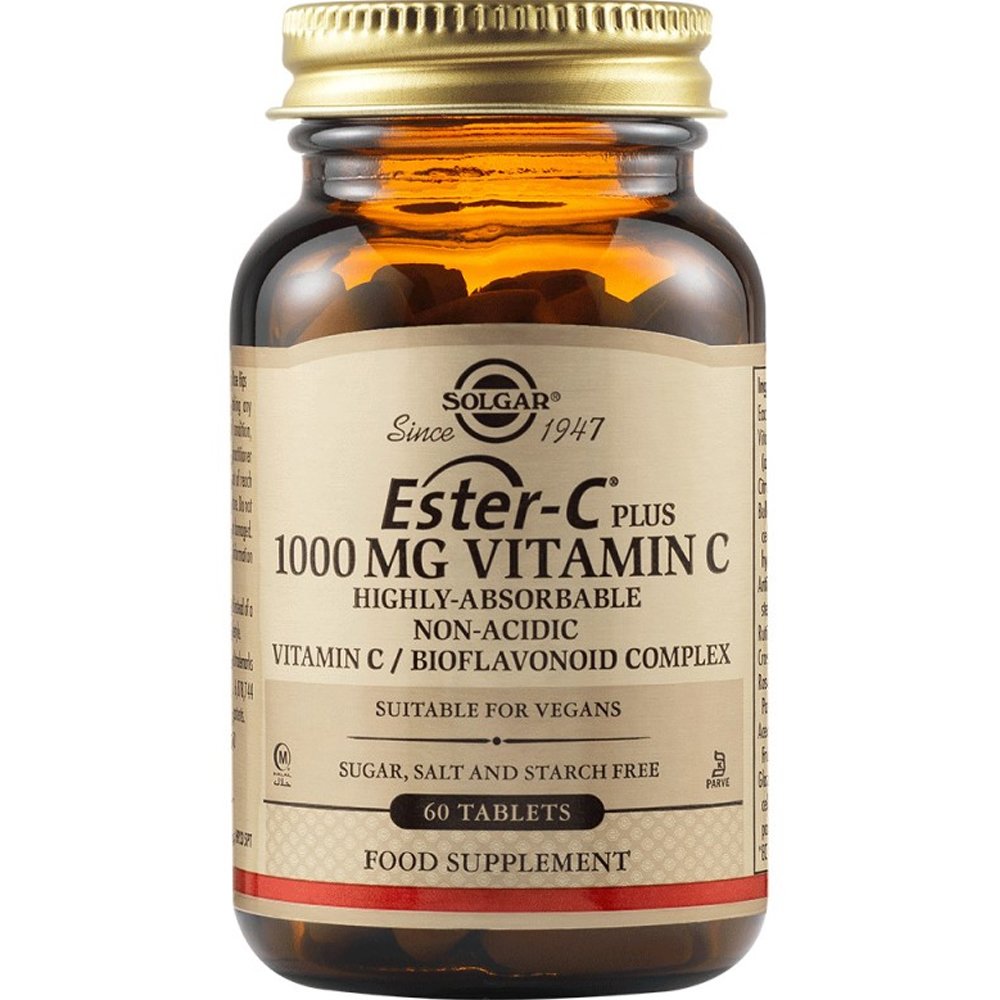 Solgar Ester-C 1000mg Συμπλήρωμα Διατροφής με Βιταμίνη C & Βιοφλαβονοειδή Υψηλής Απορροφησιμότητας Ήπια στο Στομάχι για Ενίσχυση του Ανοσοποιητικού 60tabs