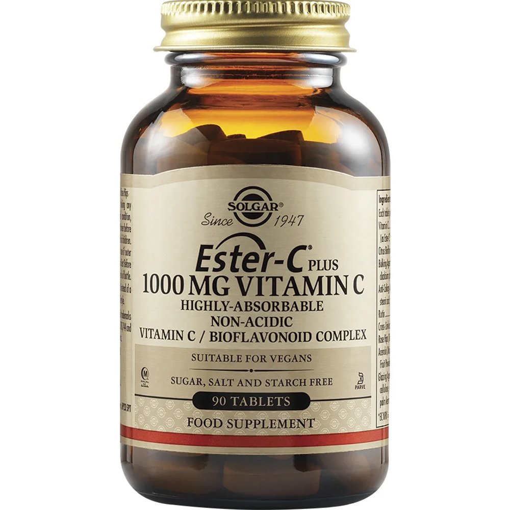 Solgar Solgar Ester-C 1000mg Συμπλήρωμα Διατροφής με Βιταμίνη C & Βιοφλαβονοειδή Υψηλής Απορροφησιμότητας Ήπια στο Στομάχι για Ενίσχυση του Ανοσοποιητικού 90tabs