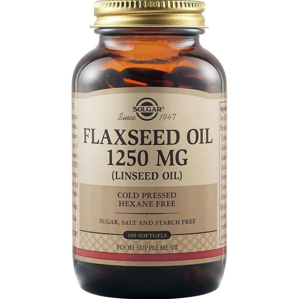 Solgar Solgar Flaxseed Oil 1250mg Συμπλήρωμα Διατροφής Ελαίου Λιναριού Πλούσιο σε Λιπαρά Οξέα για την Καλή Υγεία της Καρδιάς & του Εγκεφάλου & Ορμονική Ισορροπία 100 Softgels