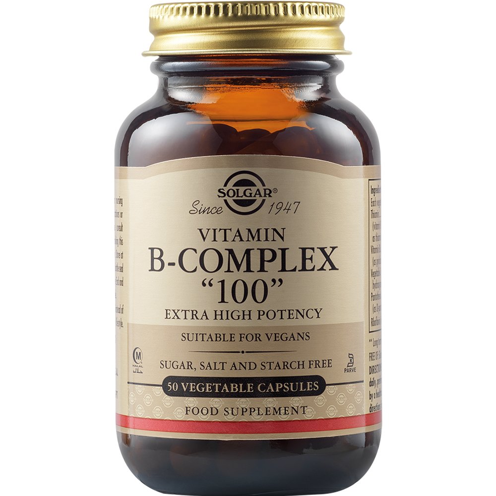 Solgar Solgar Formula B-Complex 100mg Συμπλήρωμα Διατροφής Συμπλέγματος Βιταμινών B για την Καλή Λειτουργία του Νευρικού Συστήματος & Ενίσχυση του Μεταβολισμού 50veg.caps