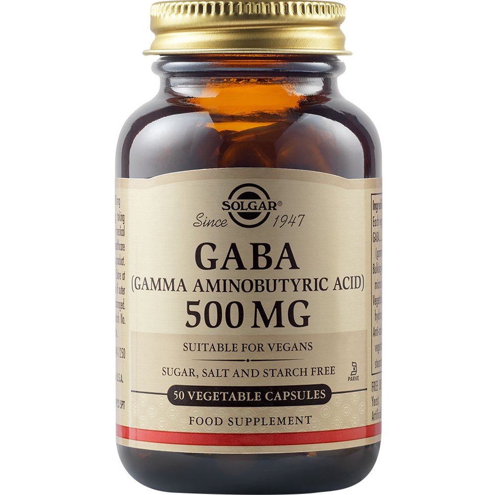 Solgar Gaba 500mg Συμπλήρωμα Διατροφής Γάμμα Άμινο Βουτυρικού Οξέως για την Καλή Λειτουργία του Νευρικού Συστήματος 50veg.caps