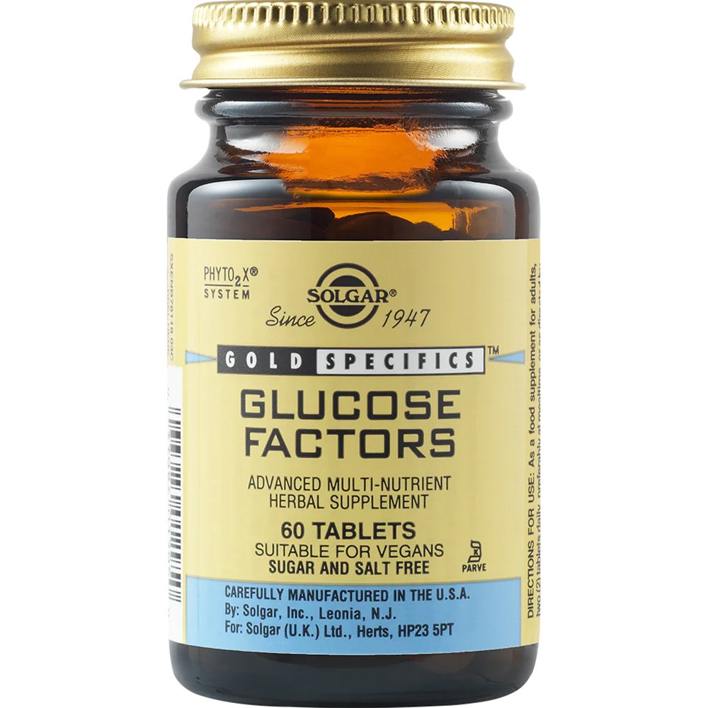 Solgar Solgar Glucose Factors Συμπλήρωμα Διατροφής Εκχυλίσματος Φυτών, Βιταμινών & Μετάλλων για τη Ρύθμιση Υγιών Επιπέδων Γλυκόζης στο Αίμα 60tabs