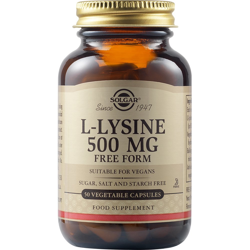 Solgar Solgar L-Lysine 1000mg Συμπλήρωμα Διατροφής Αμινοξέος Λυσίνης για την Αποτοξίνωση του Ήπατος & Πρόληψη Επανεμφάνισης του Ιού του Επιχείλιου Έρπητα & Άλλων Ιογενών Λοιμώξεων 50veg.caps
