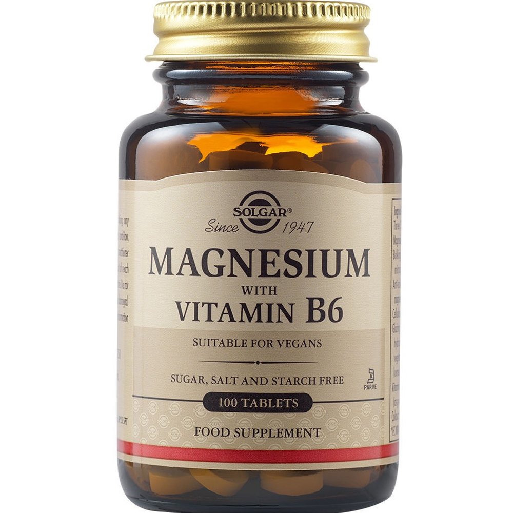 Solgar Magnesium with Vitamin Β6 Συμπλήρωμα Διατροφής με Μαγνήσιο & Βιταμίνη Β6 για την Καλή Λειτουργία των Μυών & Νευρικού Συστήματος 100tabs