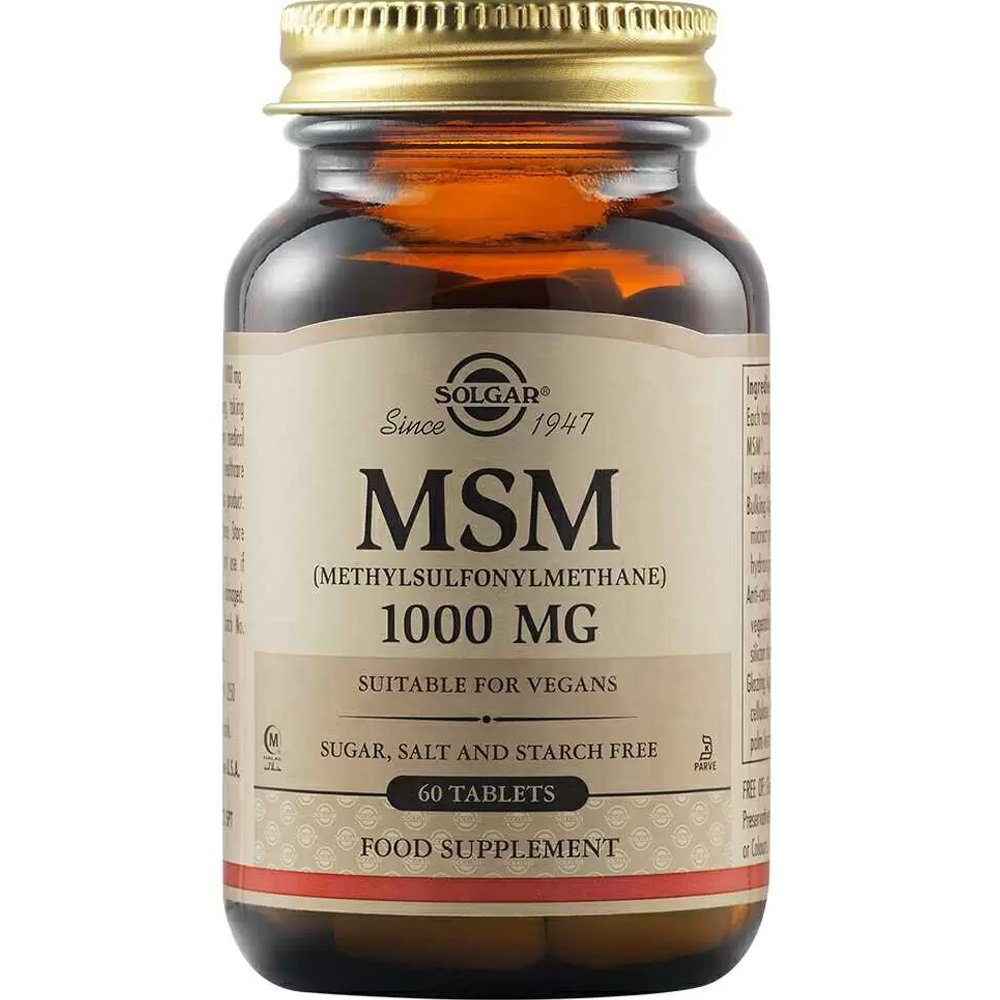 Solgar Solgar MSM 1000mg Συμπλήρωμα Διατροφής Κατά των Φλεγμονών των Αρθρώσεων & Ενίσχυσης του Συνδετικού Ιστού του Αρθρικού Χόνδρου 60tabs