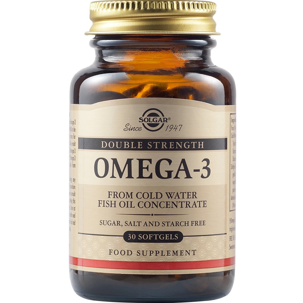 Solgar Solgar Omega-3 Double Strength Συμπλήρωμα Διατροφής με Ω3 Λιπαρά Οξέα για την Καλή Λειτουργία της Καρδιάς του Εγκεφάλου & της Όρασης 30 Softgels