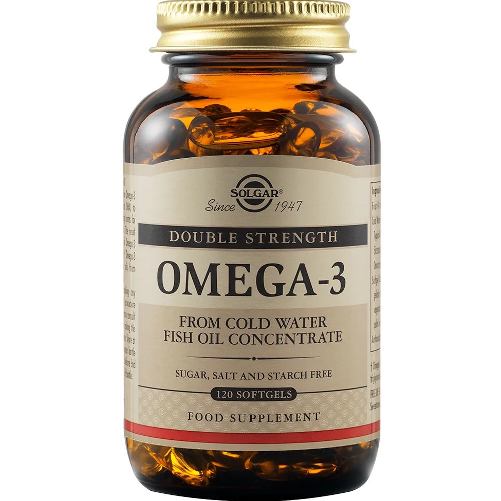 Solgar Omega-3 Double Strength Συμπλήρωμα Διατροφής με Ω3 Λιπαρά Οξέα για την Καλή Λειτουργία της Καρδιάς του Εγκεφάλου & της Όρασης 120 Softgels