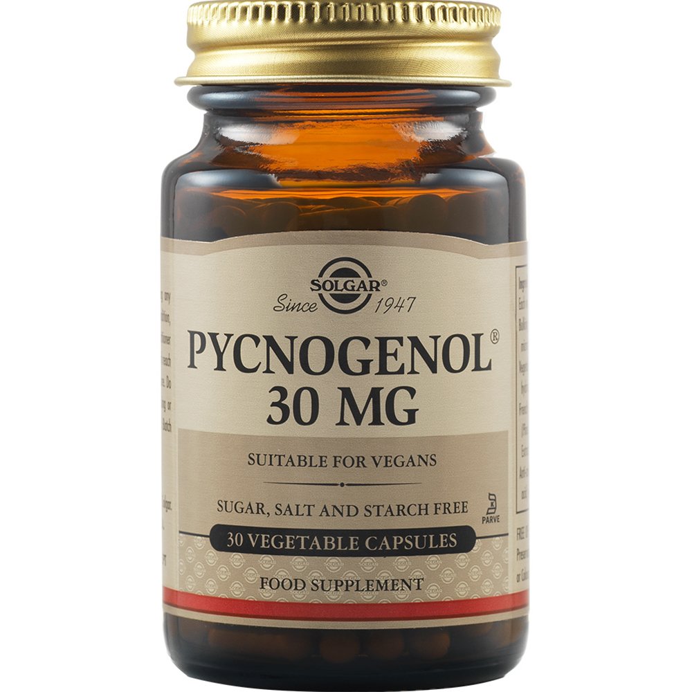 Solgar Pycnogenol 30mg Συμπλήρωμα Διατροφής Εκχυλίσματος Πεύκου για την Καλή Υγεία του Καρδιαγγειακού & Ανοσοποιητικού Συστήματος 30veg.caps