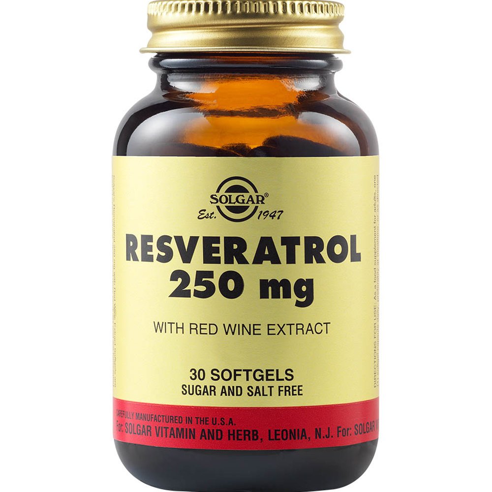 Solgar Resveratrol 250mg Συμπλήρωμα Διατροφής Ρεσβερατρόλης & Εκχυλίσματος Κόκκινου Κρασιού με Αντιγηραντική & Αντιοξειδωτική Δράση 30 Softgels