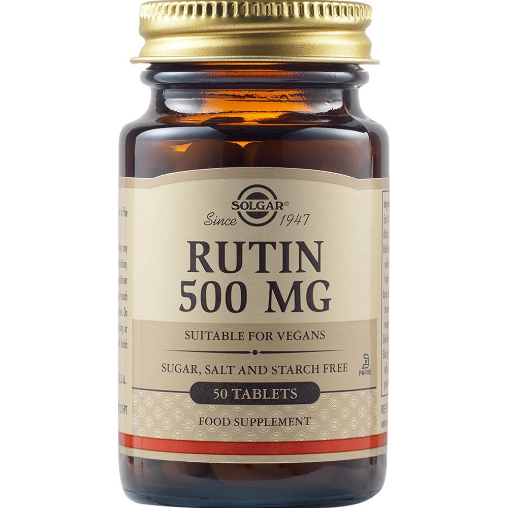Solgar Rutin 500mg Συμπλήρωμα Διατροφής Βιοφλαβονοειδούς Ρουτίνης Κατά των Αλλεργιών για την Καλή Υγεία του Κυκλοφορικού & της Καρδιάς με Αντιοξειδωτικές Ιδιότητες 50tabs