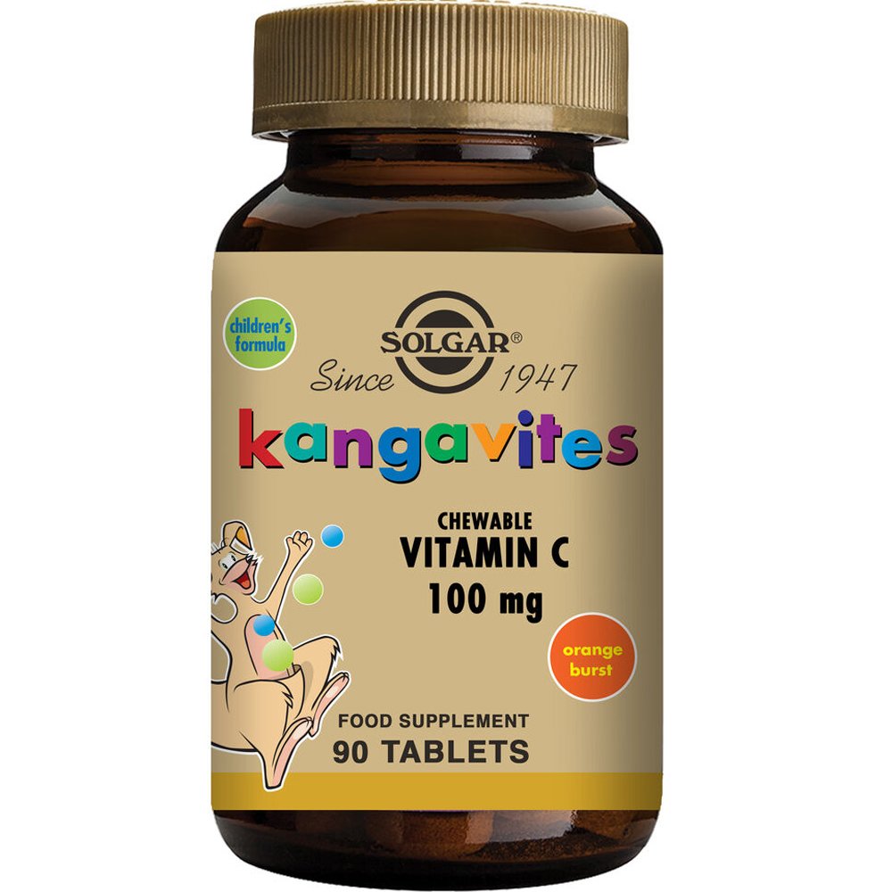 Solgar Kangavites Chewable Vitamin C 100mg Συμπλήρωμα Διατροφής με Βιταμίνη C για Παιδιά 3 ετών και άνω 90tabs – Orange