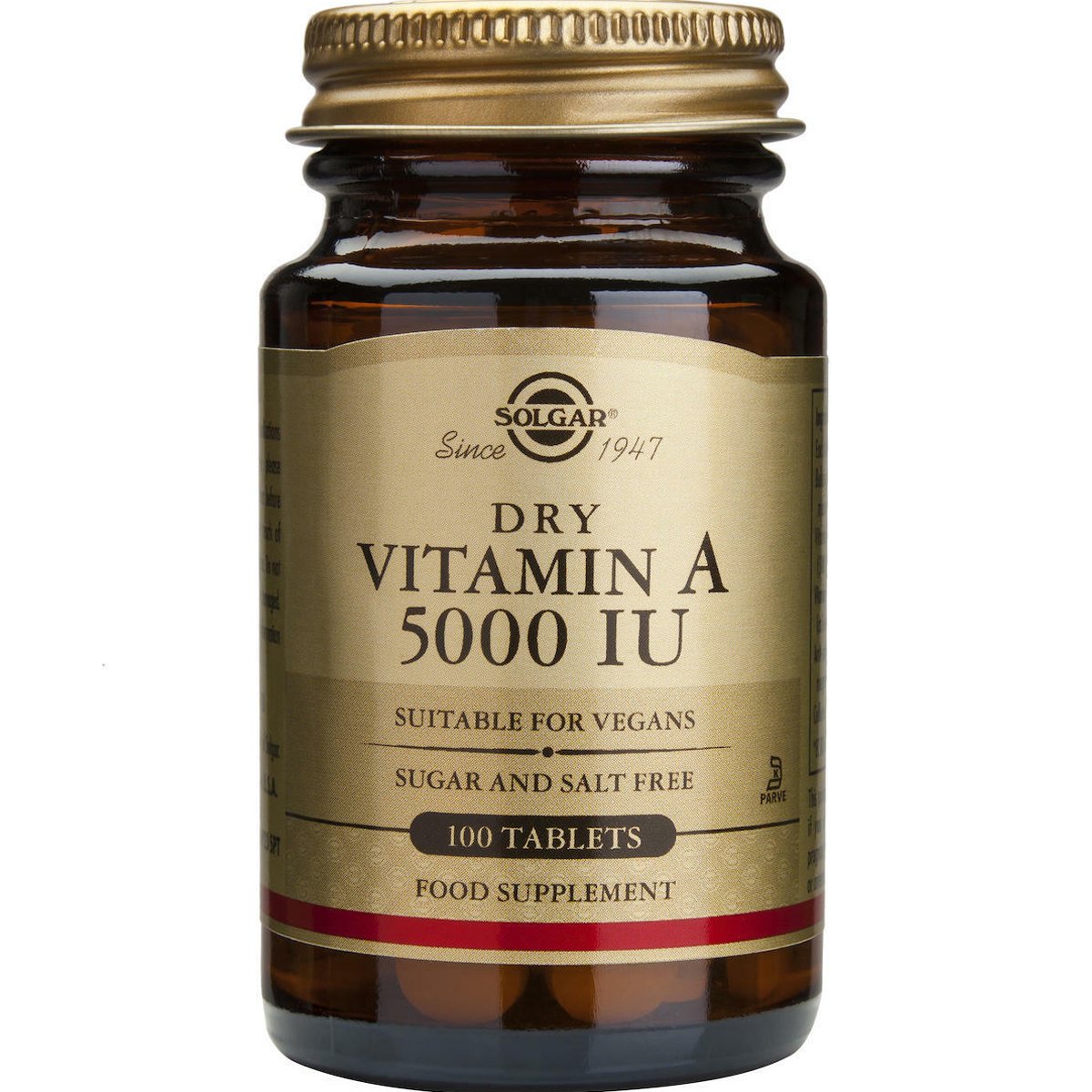 Solgar Solgar Dry Vitamin A  5000IU Συμπλήρωμα Διατροφής Βιταμίνης Α με Αντιοξειδωτική Δράση για την Καλή Υγεία των Οστών, Δέρματος & Ματιών 100tabs