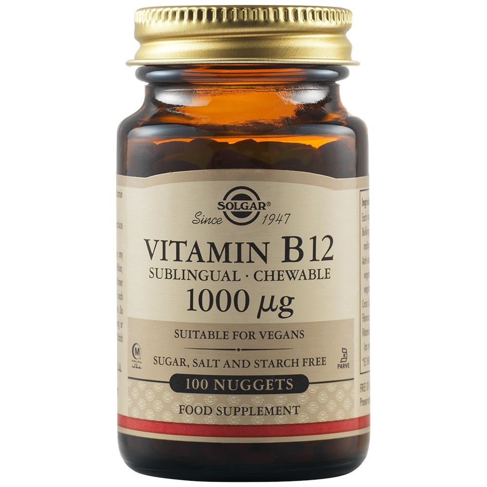Solgar Vitamin B12 1000μg Συμπλήρωμα Διατροφής για την Καλή Λειτουργία του Νευρικού Συστήματος 100Chewable Nuggets