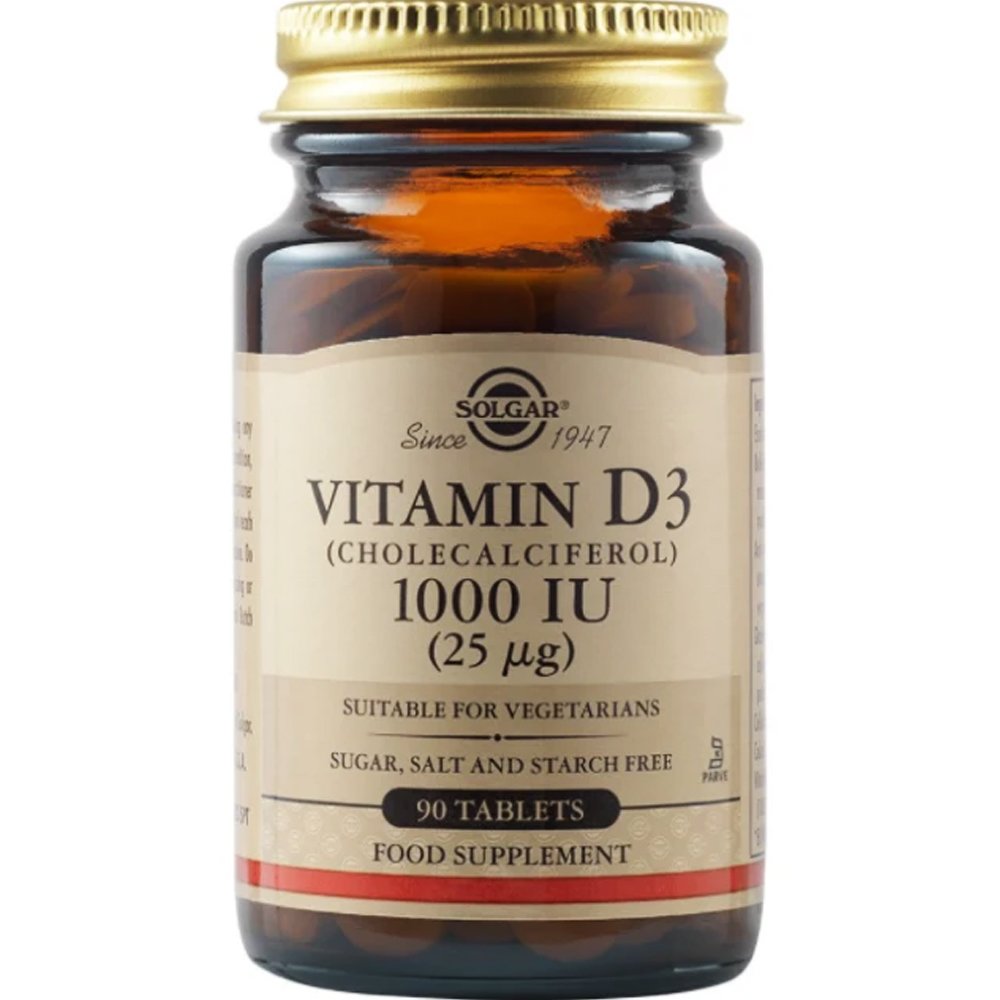 Solgar Solgar Vitamin D3 1000IU Συμπλήρωμα Διατροφής Βιταμίνης D3 για την Καλή Λειτουργία των Οστών & Ανοσοποιητικού 90tabs