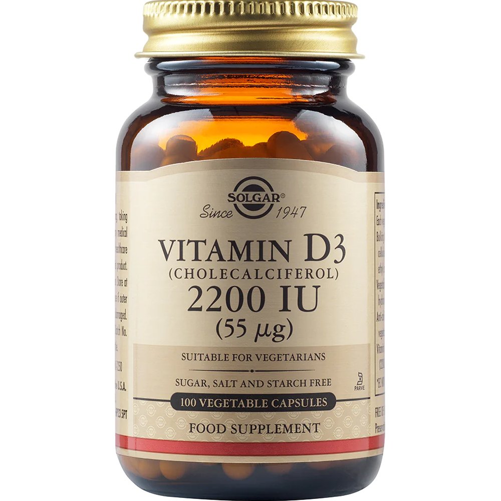 Solgar Vitamin D3 2200IU Συμπλήρωμα Διατροφής Βιταμίνης D3 για την Καλή Λειτουργία των Οστών & Ανοσοποιητικού 100caps 45997