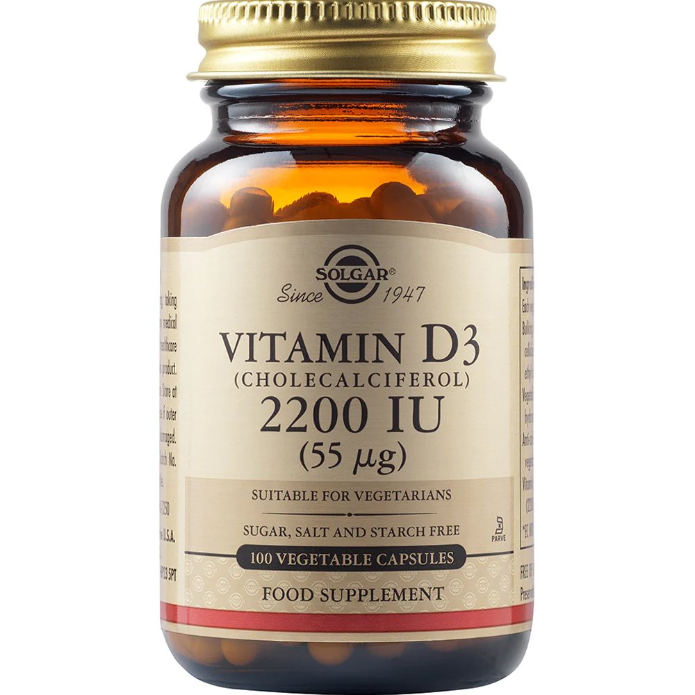 Solgar Solgar Vitamin D3 2200IU Συμπλήρωμα Διατροφής Βιταμίνης D3 για την Καλή Λειτουργία των Οστών & Ανοσοποιητικού 100caps
