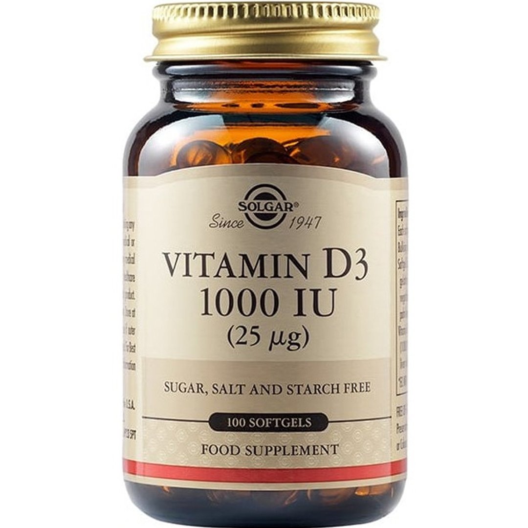Solgar Vitamin D3 1000IU Συμπλήρωμα Διατροφής Βιταμίνης D3 για την Καλή Λειτουργία των Οστών & Ανοσοποιητικού 100 Softgels 45994