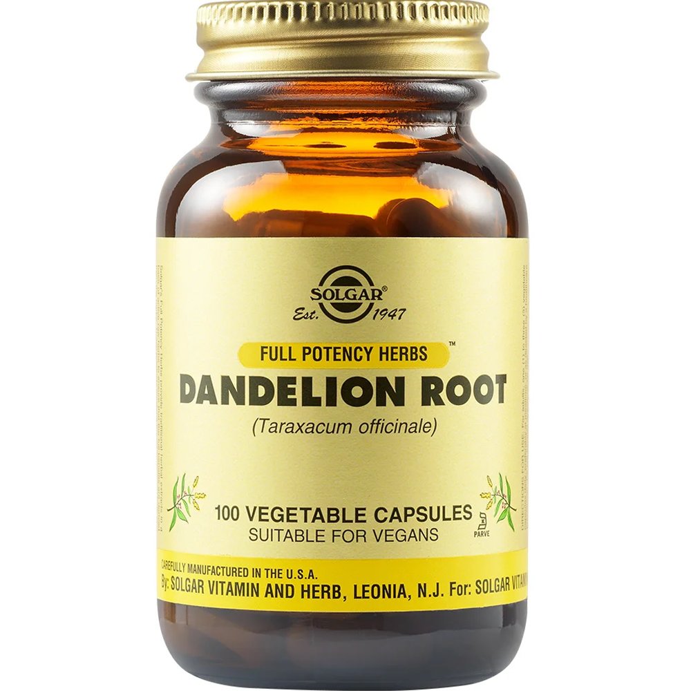 Solgar Solgar Dandelion Root Συμπλήρωμα Διατροφής Ταραξάκου για Αντιμετώπιση Πεπτικών Διαταραχών, Αποτοξίνωση Ήπατος & Ουροποιητικού 100veg.caps