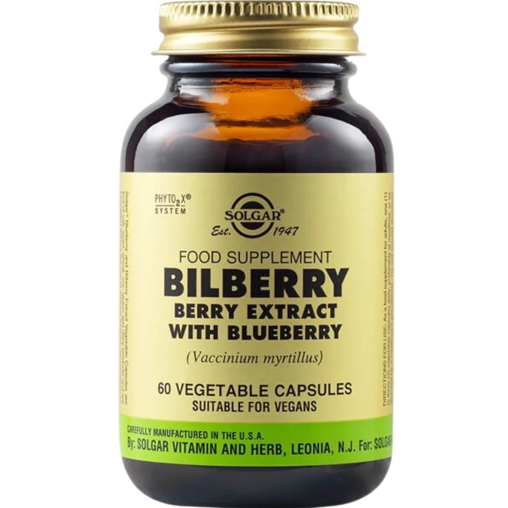 Solgar Solgar Bilberry Berry Extract With Blueberry Συμπλήρωμα Διατροφής Εκχυλίσματος Μύρτιλου για την Ενίσχυση & Ενδυνάμωση της Όρασης με Αντιοξειδωτικές Ιδιότητες 60veg.caps
