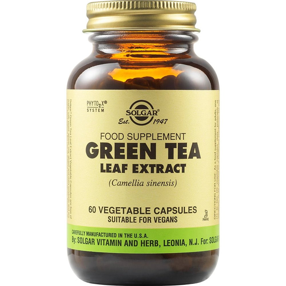 Solgar Solgar Green Tea Leaf Extract Συμπλήρωμα Διατροφής Εκχυλίσματος Φύλλων Πράσινου Τσαγιού για την Επιτάχυνση της Καύσης του Αποθηκευμένου Λίπους με Αντιοξειδωτική Δράση 60veg.caps