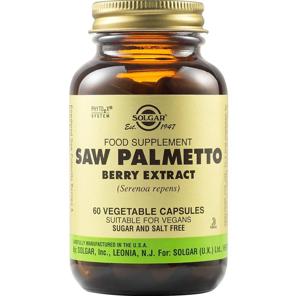 Solgar Solgar Saw Palmetto Berry Extract Συμπλήρωμα Διατροφής Εκχυλίσματος Καρπών του Βοτάνου Saw Palmetto για την Αντιμετώπιση των Συμπτωμάτων Καλοήθους Υπερπλασίας του Προστάτη στους Άνδρες 60veg.caps