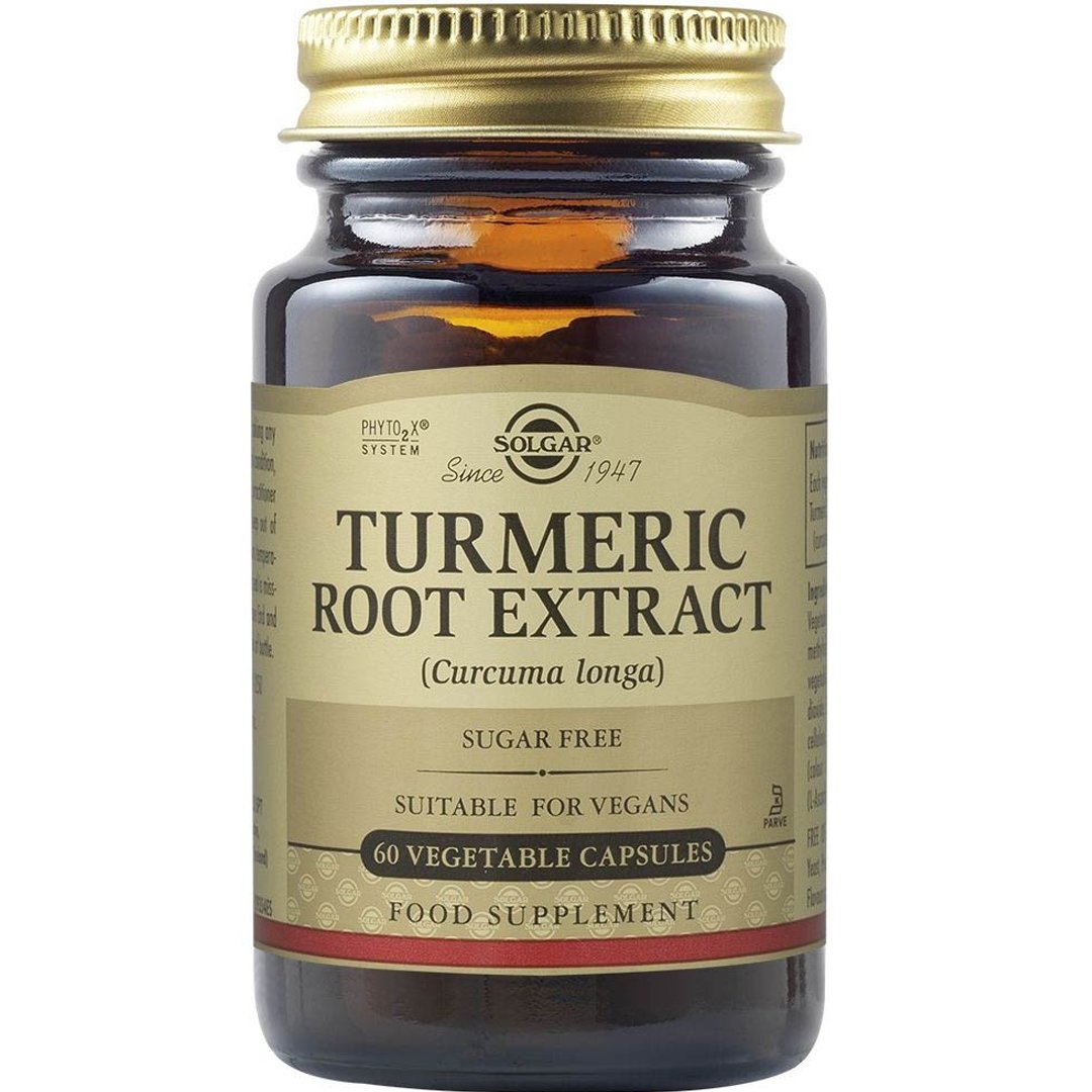 Solgar Solgar Turmeric Root Extract Συμπλήρωμα Διατροφής Εκχυλίσματος Ρίζας Κουρκουμά με Ισχυρές Αντιφλεγμονώδης & Αντιοξειδωτικές Ιδιότητες για την Καλή Λειτουργία του Ήπατος 60veg.caps