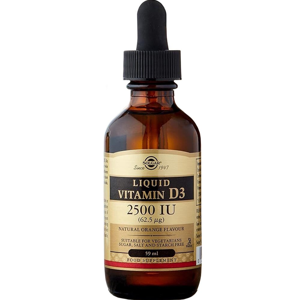 Solgar Solgar Liquid Vitamin D3 2500IU Συμπλήρωμα Διατροφής Βιταμίνης D3 για την Καλή Υγεία των Οστών & Δοντιών, Βελτίωση της Διάθεσης σε Σταγόνες με Γεύση Πορτοκάλι 59ml