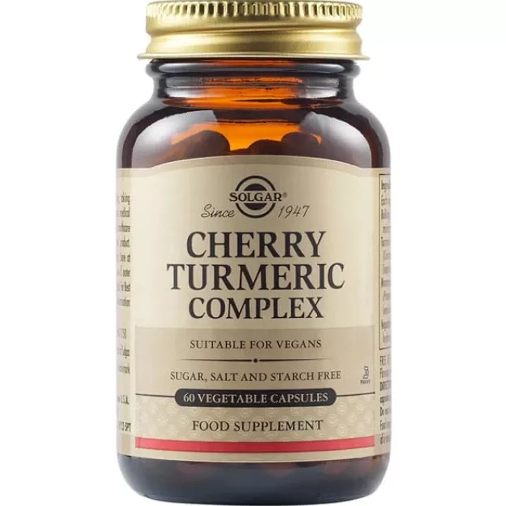 Solgar Solgar Cherry Turmeric Complex Συμπλήρωμα Διατροφής Εκχυλίσματος Κουρκουμά & Κερασιού με Αντιοξειδωτικές Ιδιότητες 60veg.caps
