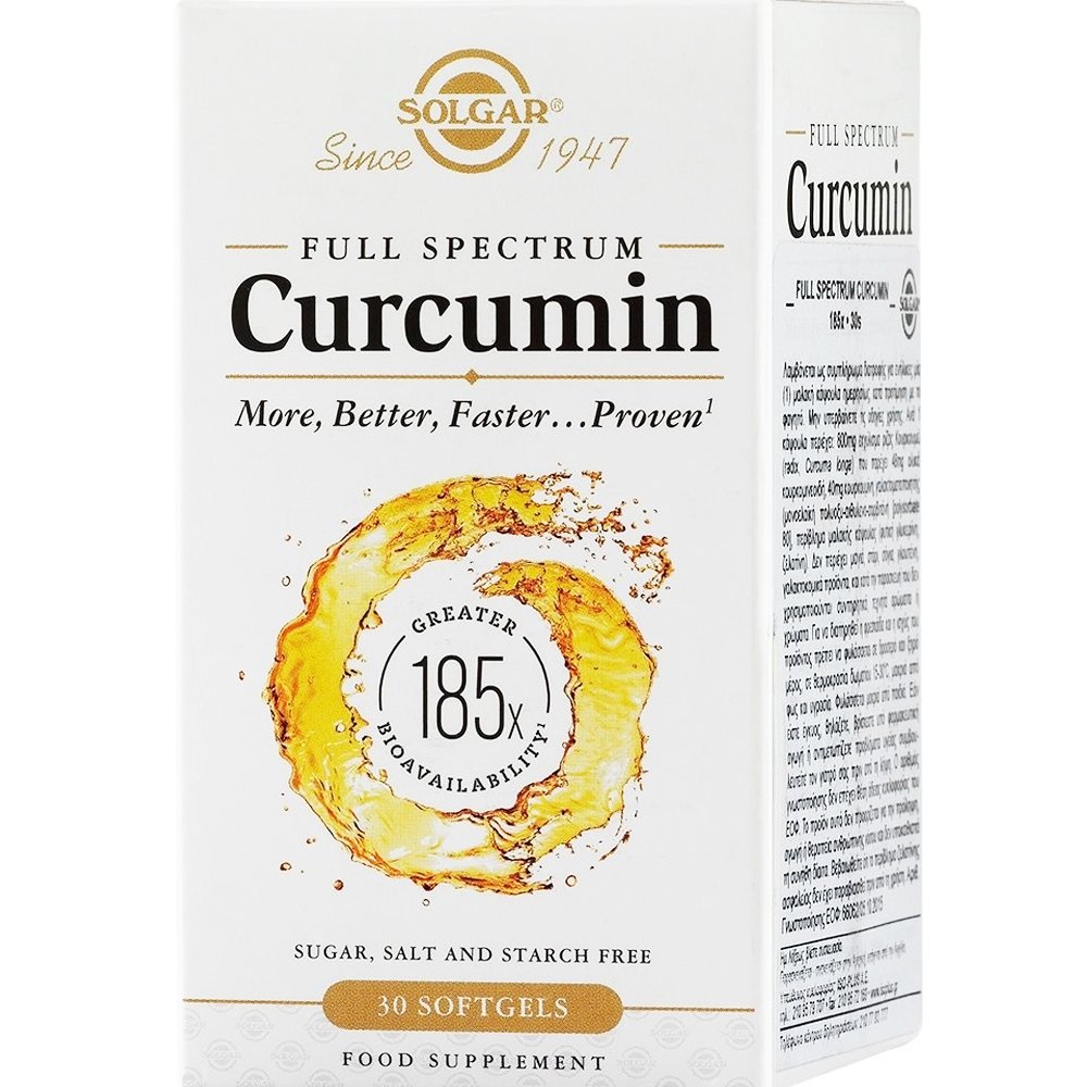 Solgar Solgar Full Spectrum Curcumin Συμπλήρωμα Διατροφής με Εκχύλισμα Κουρκουμά για την Καλή Λειτουργία του Πεπτικού Συστήματος με Αντιοξειδωτικές Ιδιότητες 30 Softgels