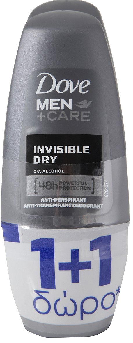 Dove Men Αποσμητικό Roll on Invisible Dry 50ml 2 x 50ml Πακέτο 1+1