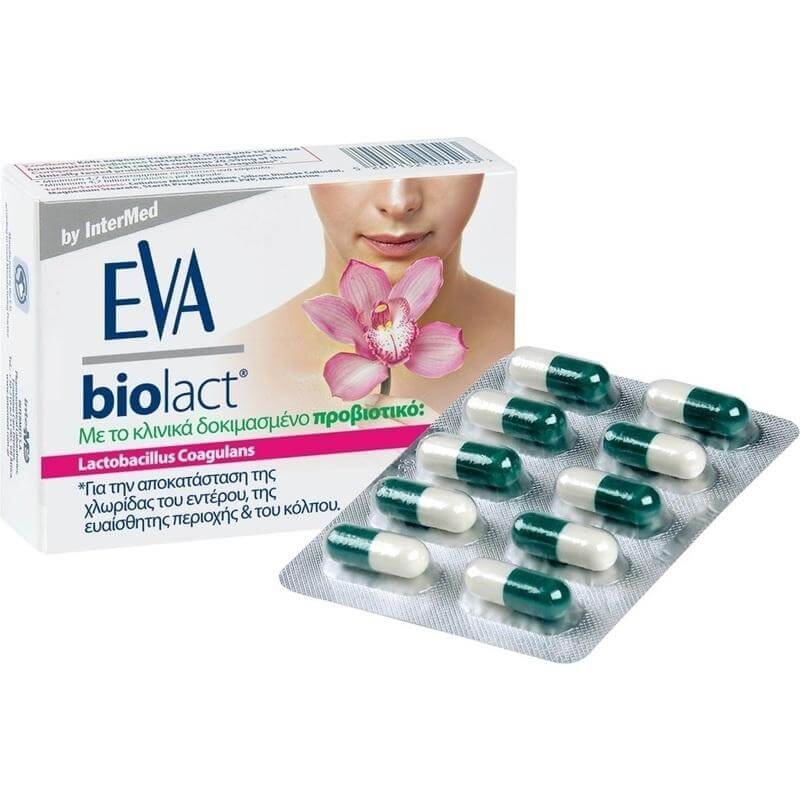 Eva Biolact Capsules Προβιοτικό για τις Διαταραχές της Φυσιολογικής Χλωρίδας του Εντέρου του Κόλπου 250mg 20caps