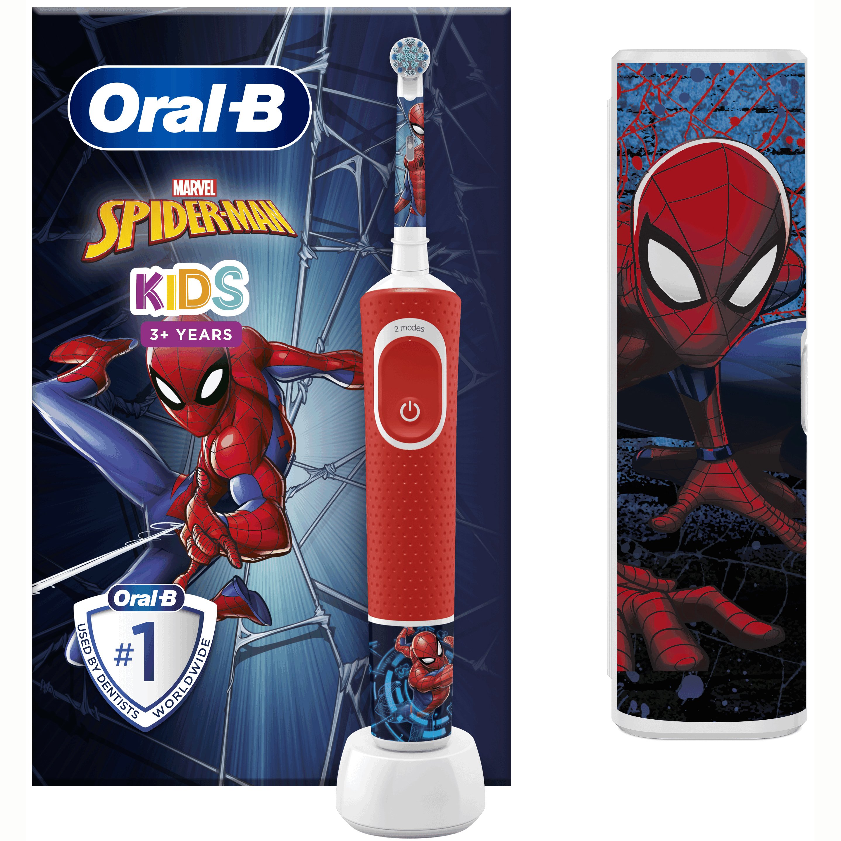 Oral-B Kids Spiderman Special Edition Toothbrush Ηλεκτρική Οδοντόβουρτσα για Παιδιά από 3 Ετών με 4 Αυτοκόλλητα Λαβής & Θήκη Ταξιδίου 1 Τεμάχιο