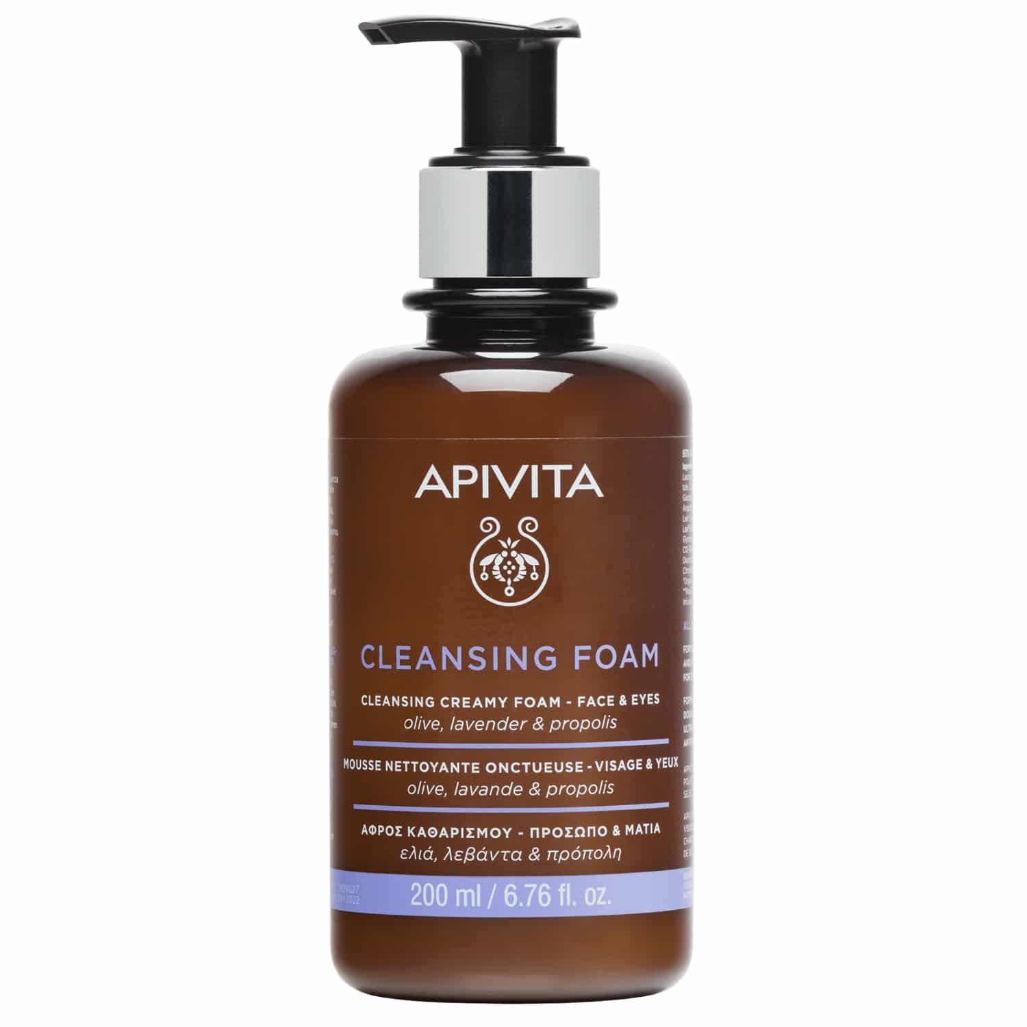 Apivita Cleansing Κρεμώδης Αφρός Καθαρισμού για Πρόσωπο & Μάτια με Ελιά, Λεβάντα & Πρόπολη 200ml