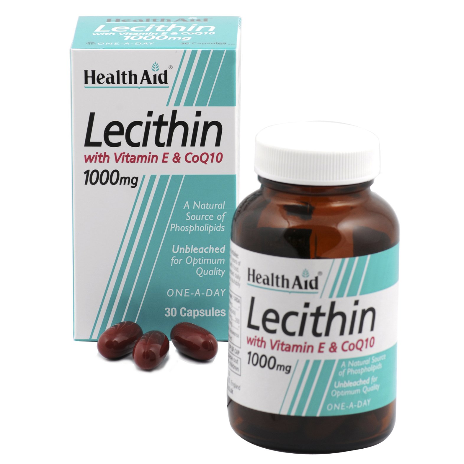 Health Aid Lecithin 1000Mg + Natural Vitamin E 45Iu + Coq 10 10Mg 30Caps