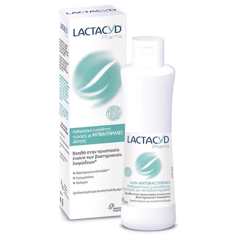 Lactacyd Pharma With Antibacterials Καθαριστικό της Ευαίσθητης Περιοχής με Φυσικούς Αντιβακτηριακούς Παράγοντες 250ml