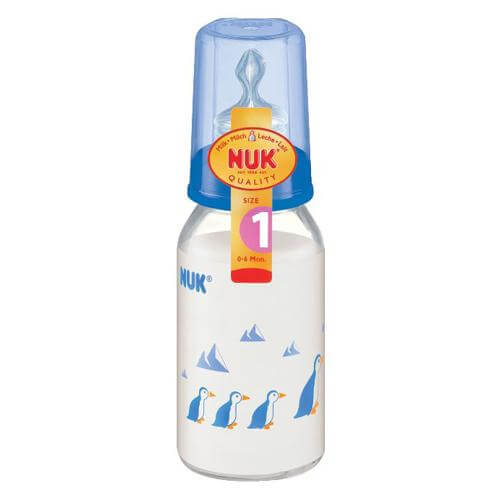 NUK Classic Μπιμπερό Γυάλινο Θηλή Σιλικόνης 125ml – ροζ