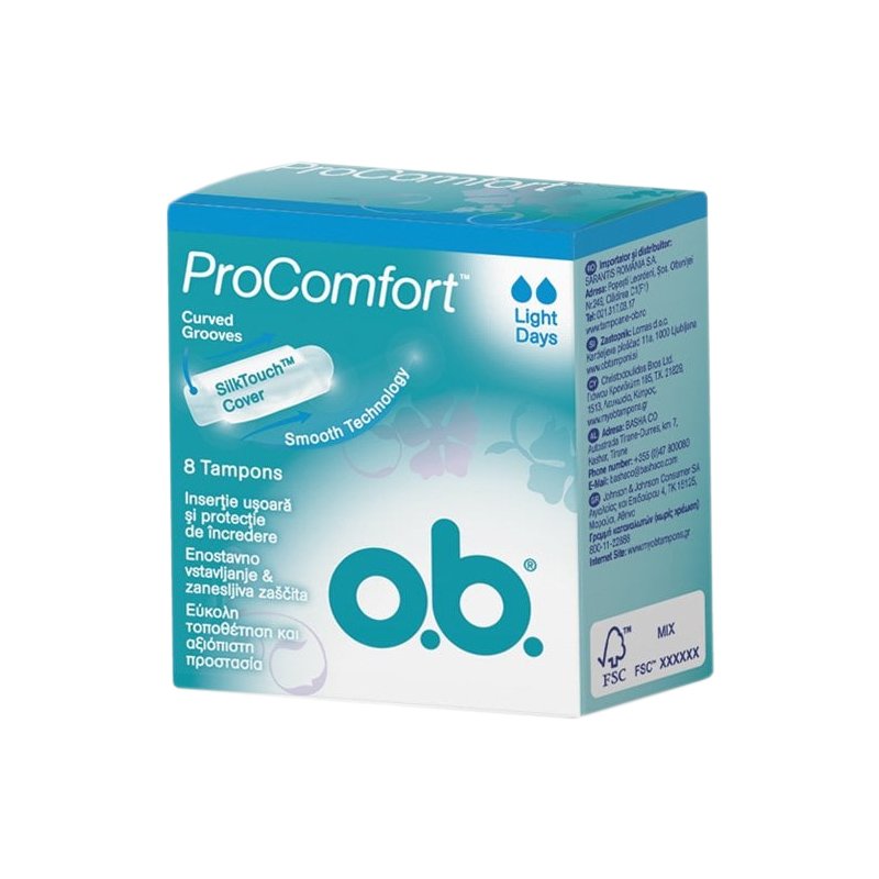 O.b. ProComfort Light Days Ταμπόν για Ημέρες με Πολύ Μικρή Ροή 8 Τεμάχια