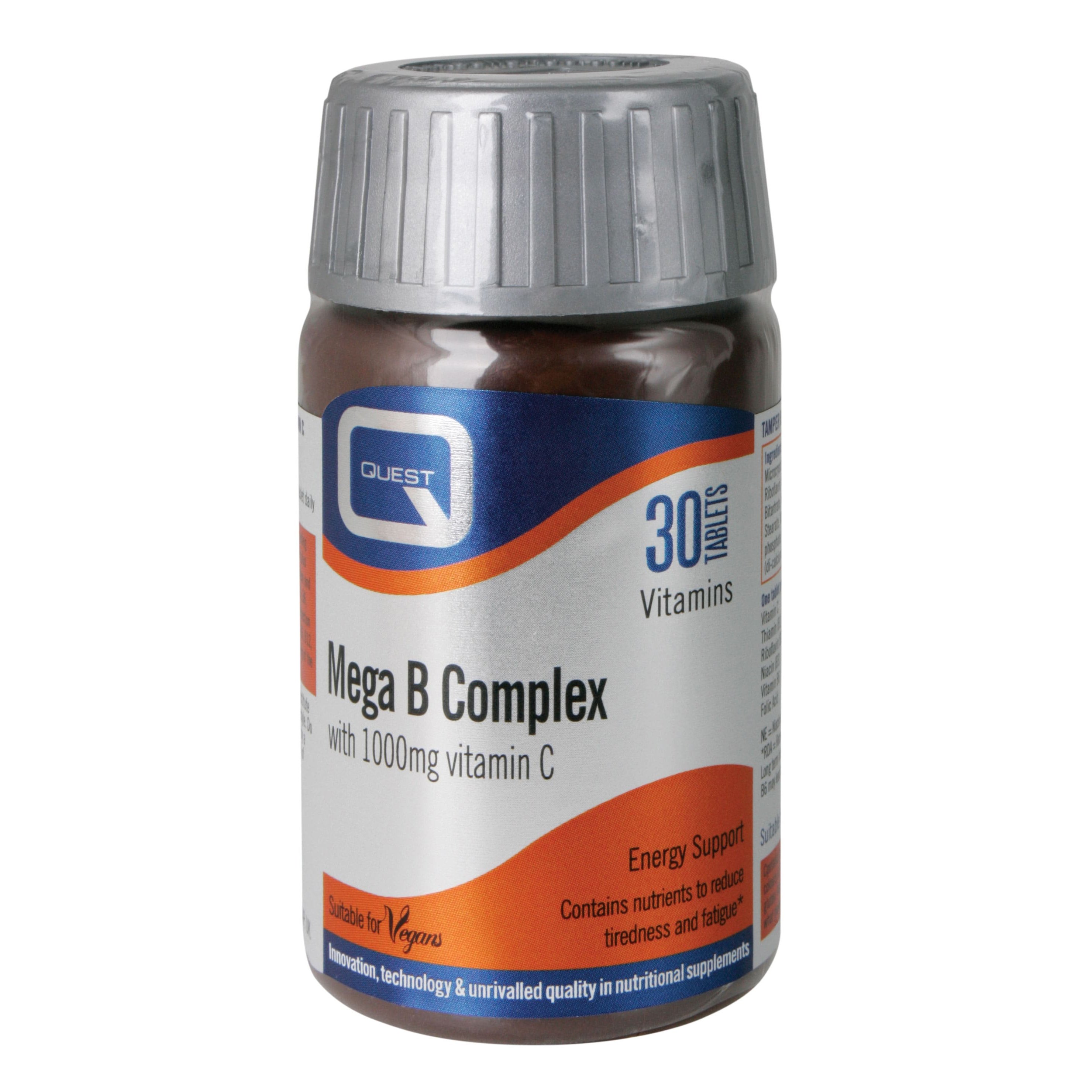 Quest Mega B Complex Plus 1000mg Vitamin C Για Ατομα Με Εντονο Τρόπο Ζωής 30 Tabs