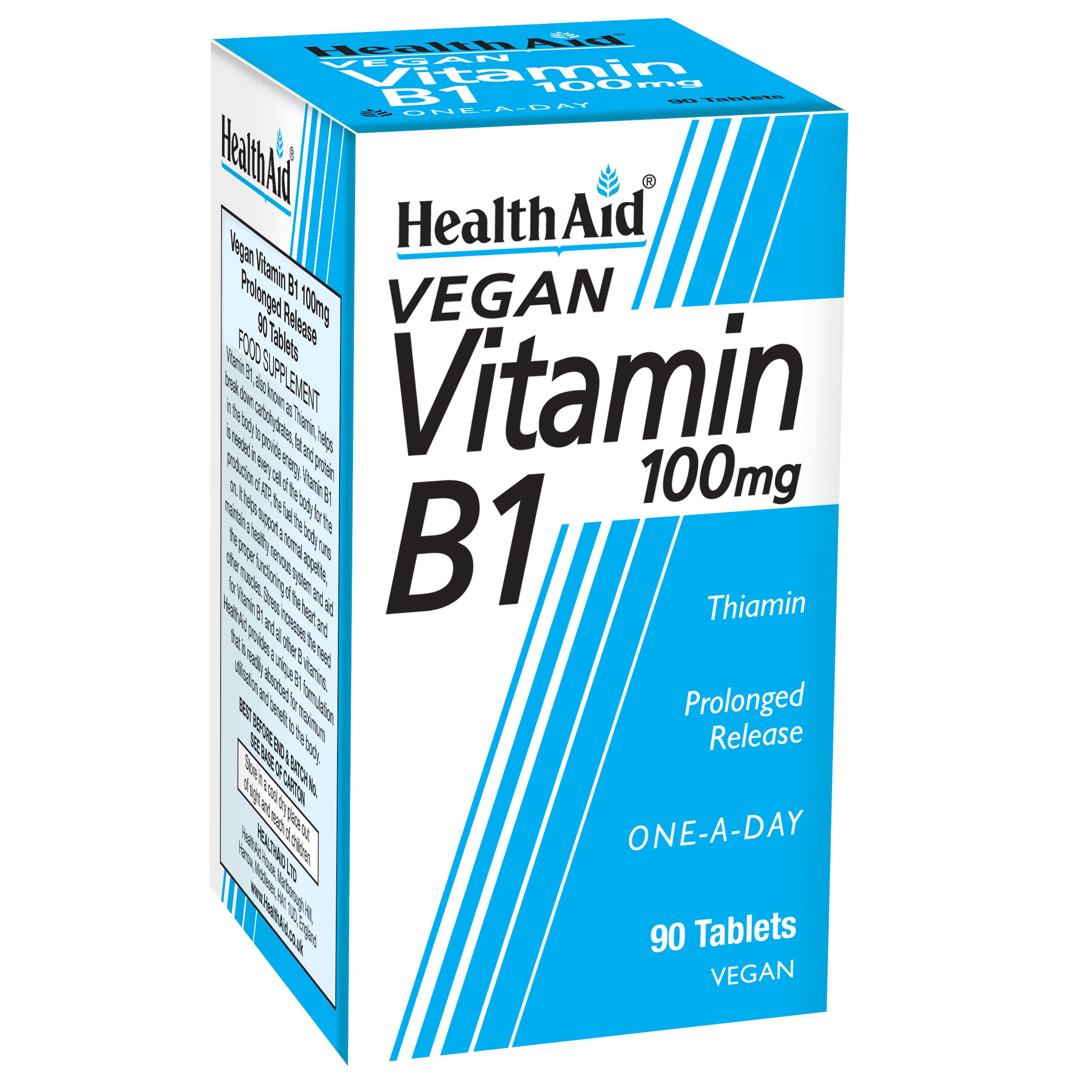 Health Aid Vitamin B1 Thiamin One a Day Βιταμίνη B1 (Θειαμίνη) Η βιταμίνη του Μυαλού 100mg 90tabs
