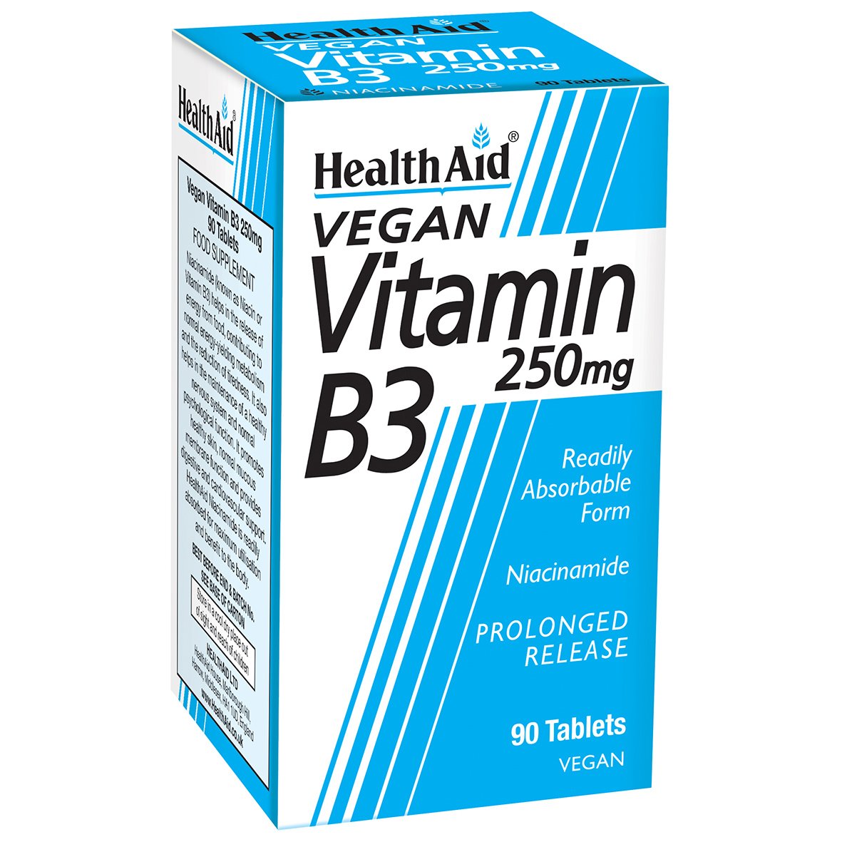 Health Aid Vitamin B3 (Niacin) 250mg Συμπλήρωμα Διατροφής που Συμμετέχει σε Πολλές Μεταβολικές Διεργασίες του Οργανισμού 90tabs
